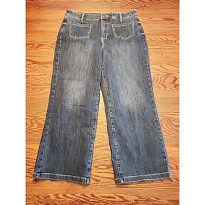 NYDJ Teresa Wide Leg Ankle Jeans Womens Size 12 Dark Wash Lift Tuck Cool Embrace